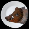 Majolica wild boar dinner plate