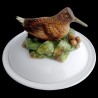 Majolica woodcock covered soup plate