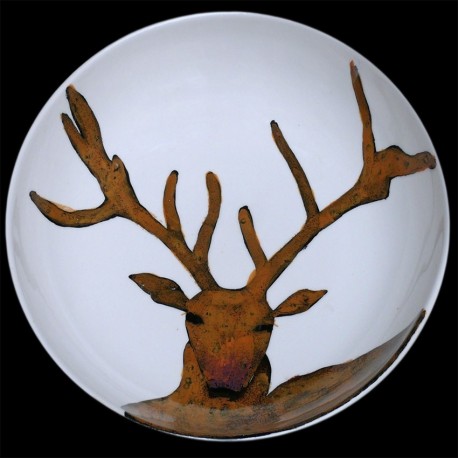Deer big round deep dish D 38 cm