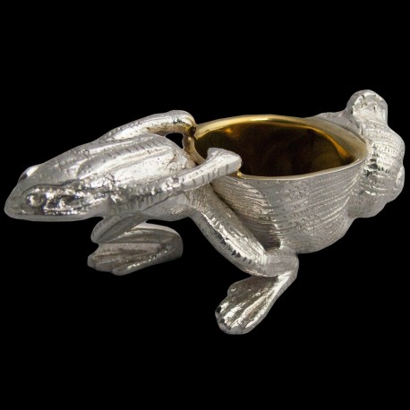 Salière grenouille métal argenté