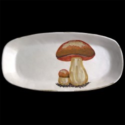 Majolica porcini mushroom long oval dish