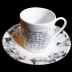 Coffee cup and saucer, four black gift boxes