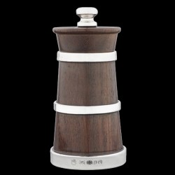 Rosewood pepper mill with silver rim