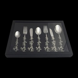 Sef of 7 cutlery pieces coral pewter
