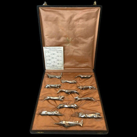 12 porte-couteaux animaux Sandoz pour Gallia Christofle, vers 1930