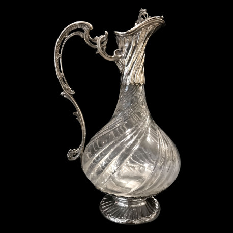 Crystal ewer with sterling silver base