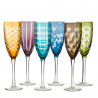 6 Flutes à champagne motif géométriques couleurs assorties