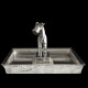 Art Deco silverplated tray by Gallia with a sculpted dog