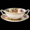 Royal Crown Derby Aves Gold Cream Soup Cup & Saucer
