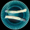 Blue asparagus plate in barbotine