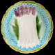 Assiette à asperges bord osier turquoise barbotine