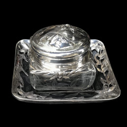 Silver-mounted crystal dish and box by l'Escalier de cristal