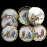 6 assorted tin glass coasters with a tin box "The Secret village of mice"