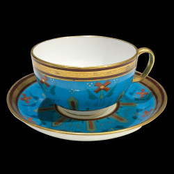 Tasse et sous tasse à thé Christopher Dresser porcelaine Minton GB XIXe