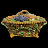 Oval terrine by Minton : game cover on wicker with oak leaf garland, 19th
